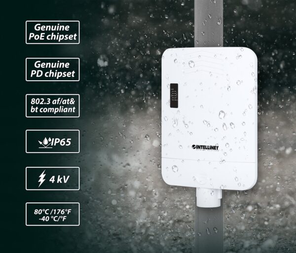 Switch Gigabit 5 porte PoE Passante / Extender 4 porte PoE+ per Esterno - immagine 7