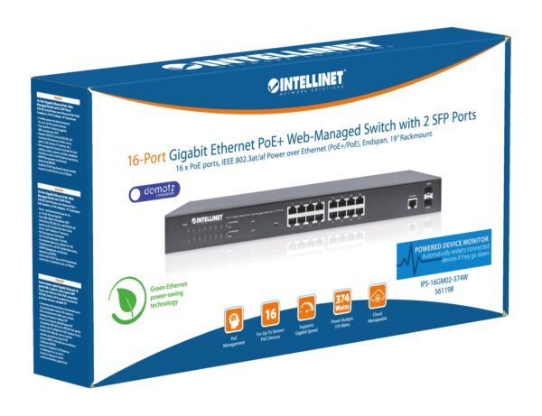 Switch Gigabit Ethernet 16 Porte PoE+ Web-Managed con 2 porte SFP - immagine 8