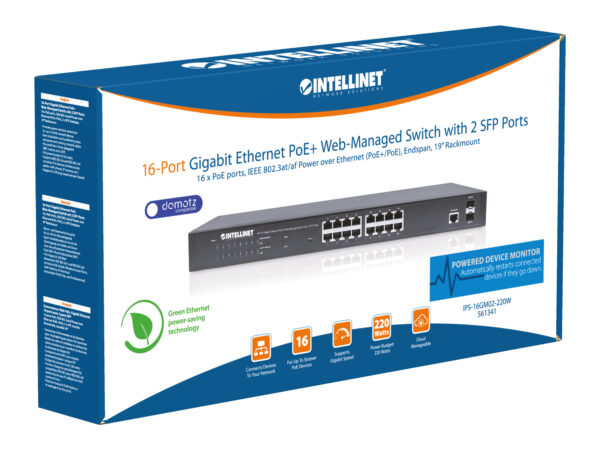 Switch 16 Porte Gigabit Ethernet PoE+ Web Managed con 2 Porte SFP - immagine 8