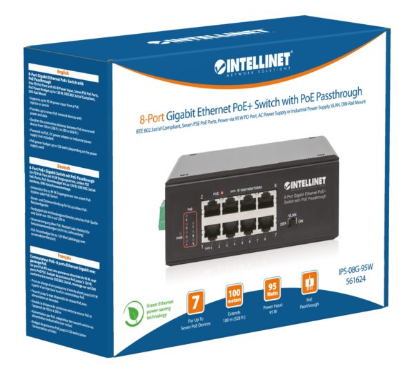 Switch Ethernet Gigabit 8 porte PoE+ con PoE Passante - immagine 7