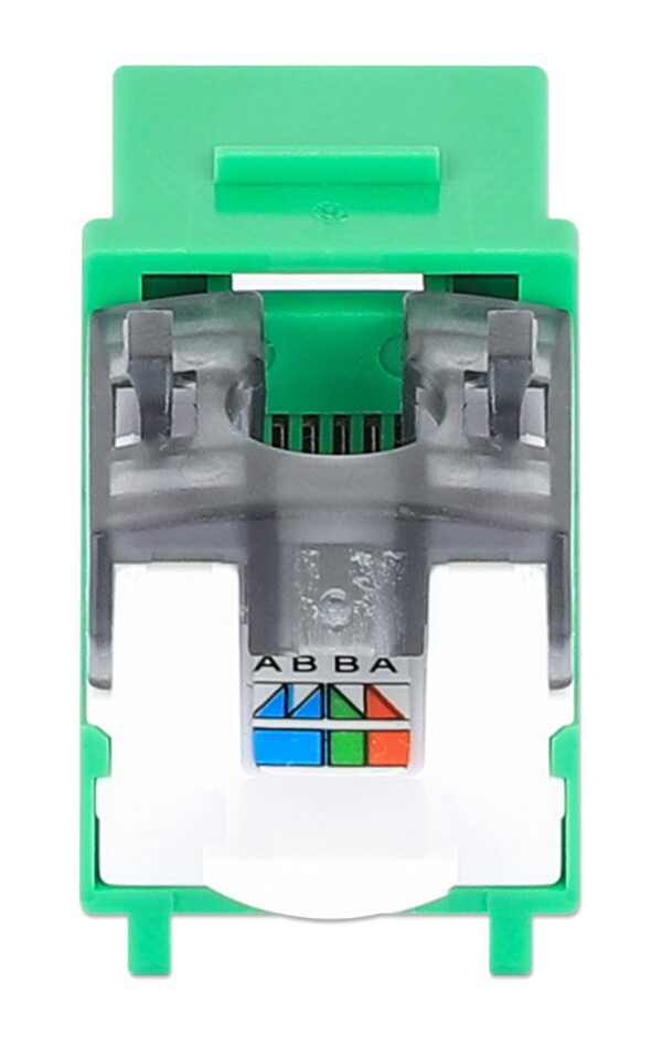 Frutto Keystone Slim Cat.6 per Cavo Rigido con Supporto Punch-Down 25 pz Verde - immagine 7