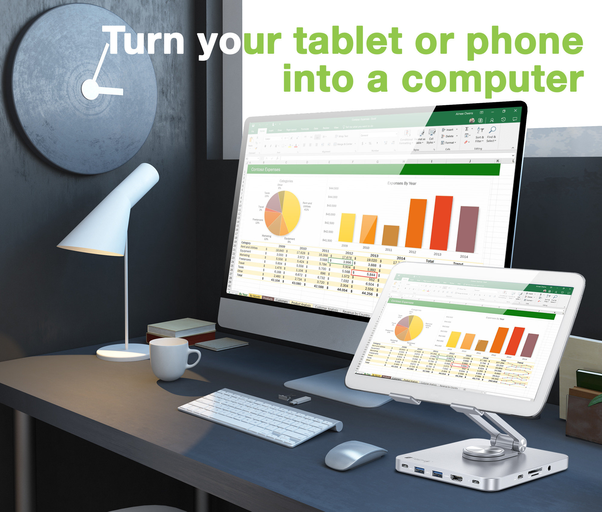 Supporto per Tablet Hub Docking Station USB-C™ 8 in 1 - immagine 8