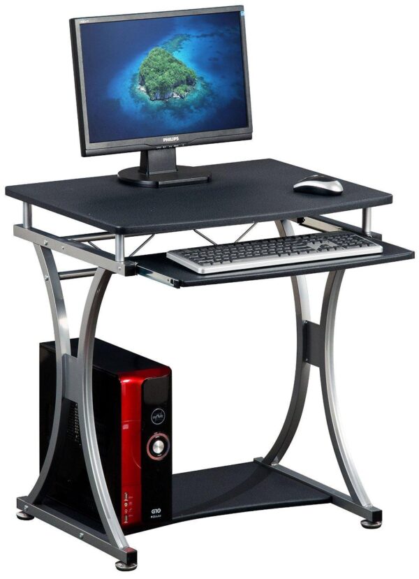 Scrivania per PC Compatta con Cassetto Estraibile, Nero Grafite - immagine 4