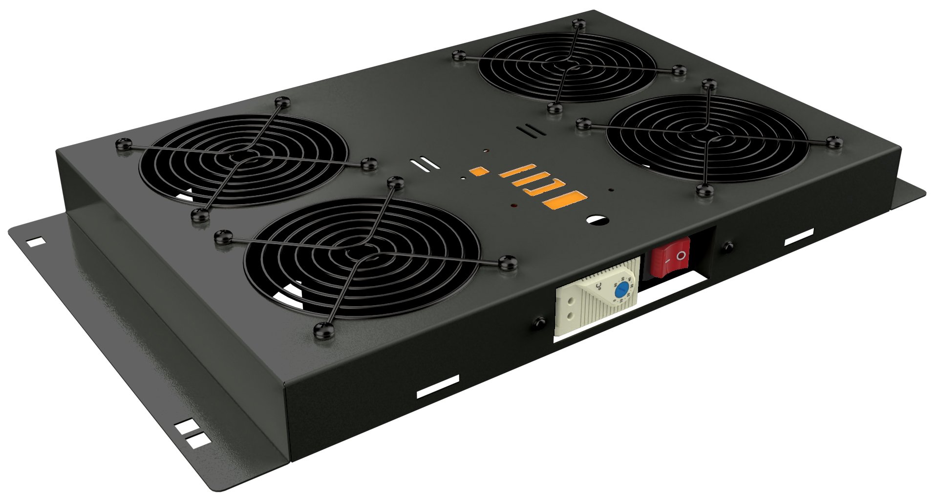 Kit di Ventilazione a Soffitto per Rack 19'' 4 Ventole Nero