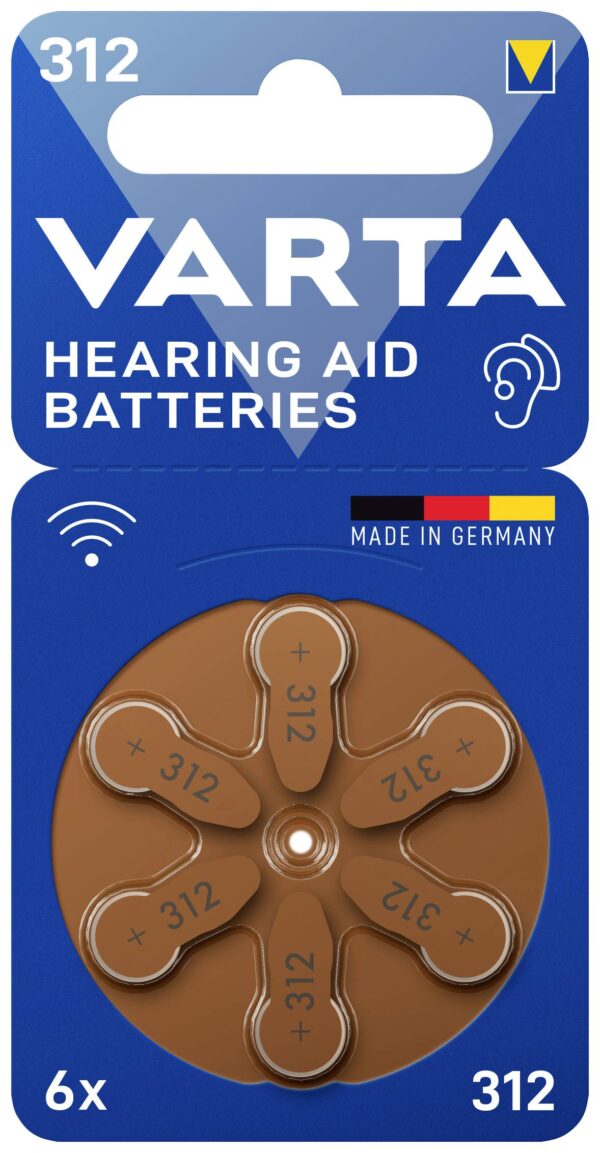Batterie a Bottone per Apparecchi Acustici V312 6pz
