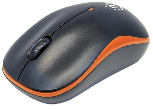 Mouse Ottico Wireless con Micro Ricevitore USB 1000dpi Nero/Arancione