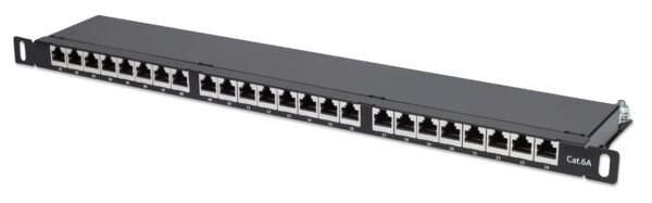 Pannello Patch 24 Posti 19'' 0.5U Cat6a Schermato Nero