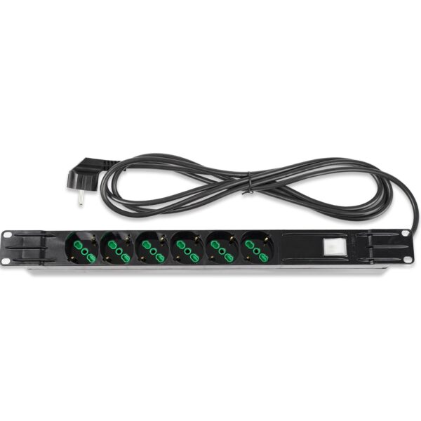 Multipresa 6 Posti da Rack 19'' Cavo 3 metri Spina Schuko Angolata 1U