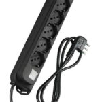 Multipresa 6 Posti Schuko con Interruttore e Cavo 1,5m Nero