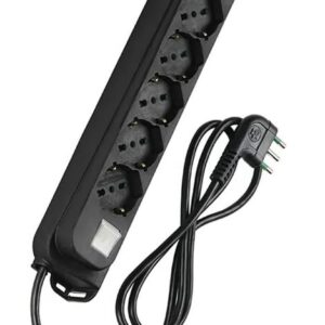 Multipresa 6 Posti Schuko con Interruttore e Cavo 1,5m Nero