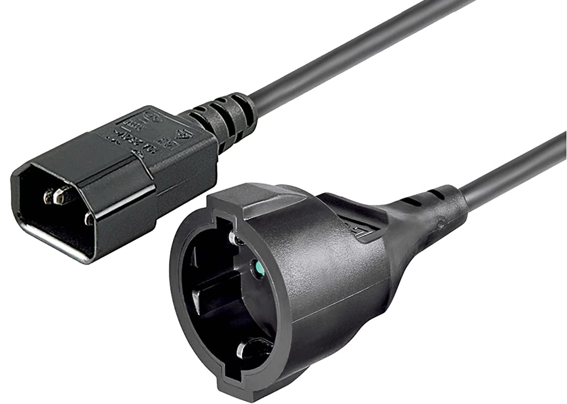 Cavo di Alimentazione VDE C14 Maschio / Schuko Femmina 1,5m Nero