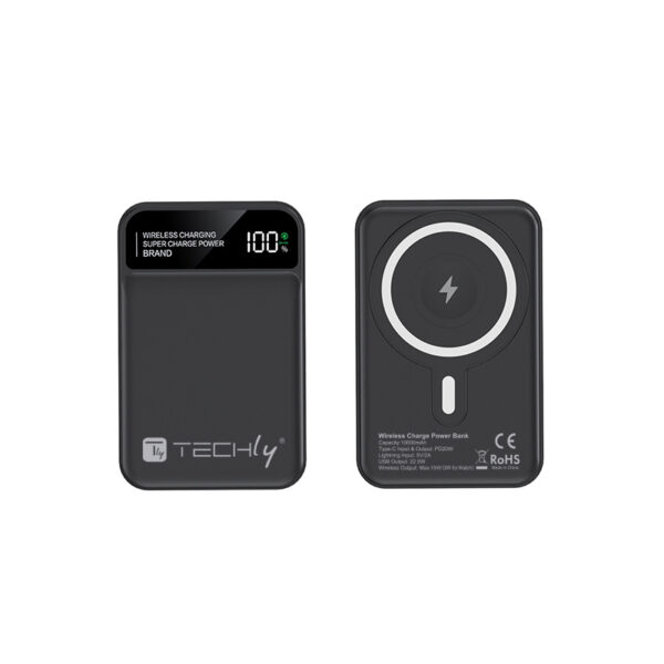 Power Bank Wireless Magnetico 3 in 1 con LED 10.000 mAh 22,5W Nero - immagine 9
