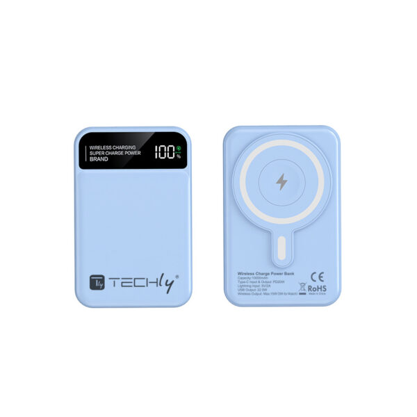 Power Bank Wireless Magnetico 3 in 1 con LED 10.000 mAh 22,5W Azzurro - immagine 9