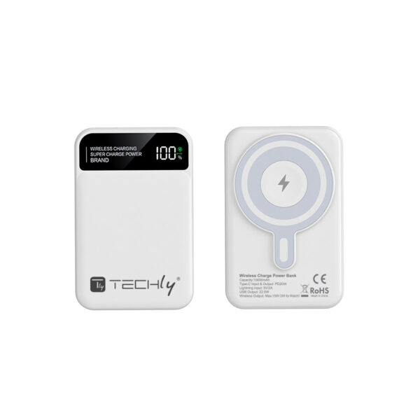 Power Bank Wireless Magnetico 3 in 1 con LED 10.000 mAh 22,5W Bianco - immagine 9