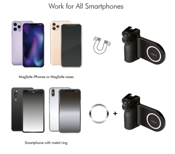 Impugnatura Magnetica per Smartphone con Telecomando Wireless e Luce a 3 Livelli di Luminosità - immagine 9