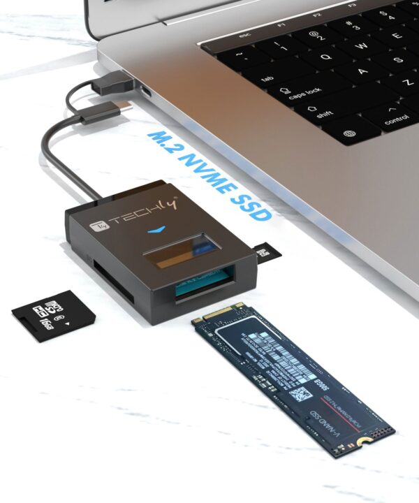 Adattatore USB-A/USB-C™ a NVME/SATA M.2 con Lettore Memorie SD/TF - immagine 9