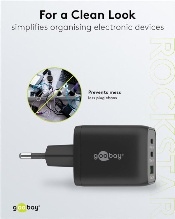 Nano Caricatore Alimentatore GaN 2xUSB-C™ (PD) + USB-A (QC) da Muro 65W Nero - immagine 9