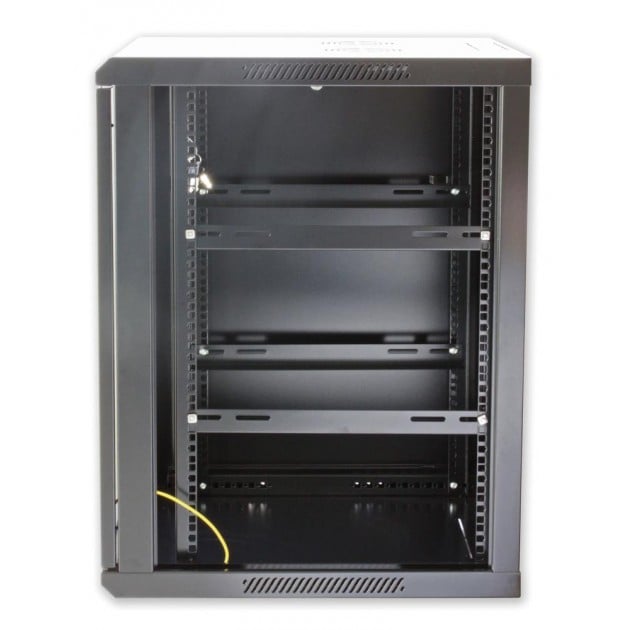 Armadio Rack 19'' a muro 20 unit&agrave; sezione unica prof. 600mm Nero - immagine 10
