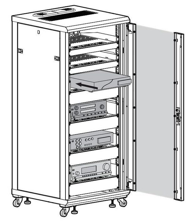 Armadio Rack 19'' 600x600 44U per Audio Video Nero - immagine 9