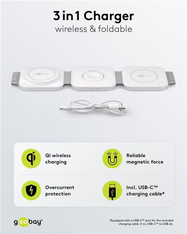 Caricatore Qi Wireless Caricabatterie 3in1 Stazione di Ricarica Pieghevole 15W - immagine 7