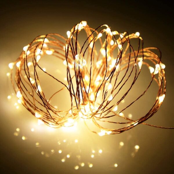 Bobina con Filo di Rame 100 Luci LED IP21 USB Interruttore On Off - immagine 9