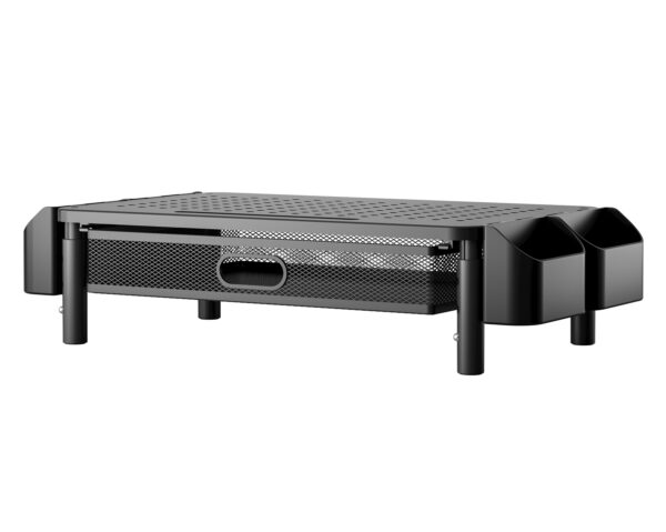 Supporto per Monitor Ergonomico Regolabile a 3 Altezze con Cassetto e Portaoggetti - immagine 8
