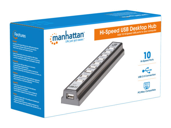 Hub USB 2.0 Hi-Speed 10 Porte da Tavolo con Alimentatore - immagine 9