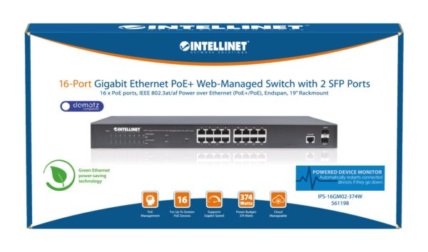 Switch Gigabit Ethernet 16 Porte PoE+ Web-Managed con 2 porte SFP - immagine 9