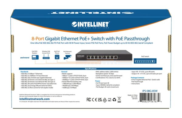 Switch PoE+ Gigabit Ethernet a 8 porte con passthrough PoE - immagine 9
