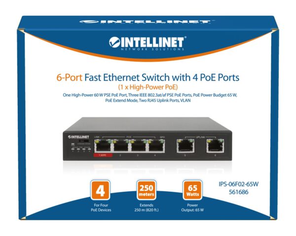 Fast Ethernet Switch a 6 porte con 4 porte PoE (1 x High-Power PoE) - immagine 9