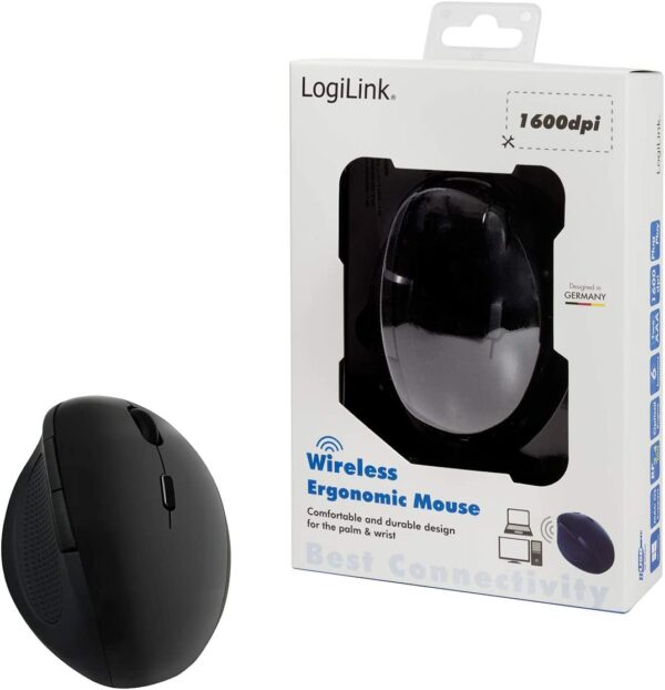 Mouse Ottico Ergonomico Wireless 1600dpi Nero - immagine 9