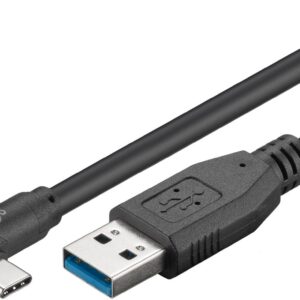 Cavo USB3.0 USB-C™ M 90° a USB tipo A M 2m Nero