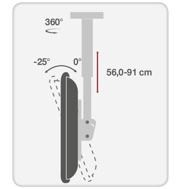 Supporto Telescopico Universale a Soffitto per TV LED LCD 32-55'' - immagine 9