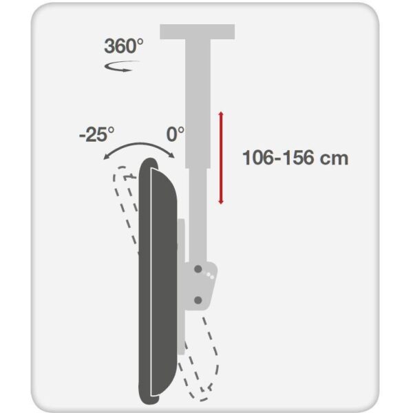 Supporto Telescopico Lungo a Soffitto per TV LED LCD 37-70'' - immagine 10
