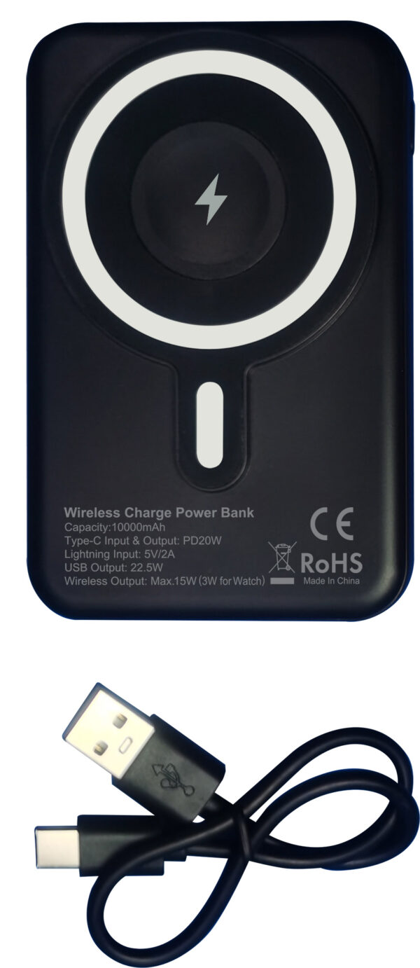 Power Bank Wireless Magnetico 3 in 1 con LED 10.000 mAh 22,5W Nero - immagine 10