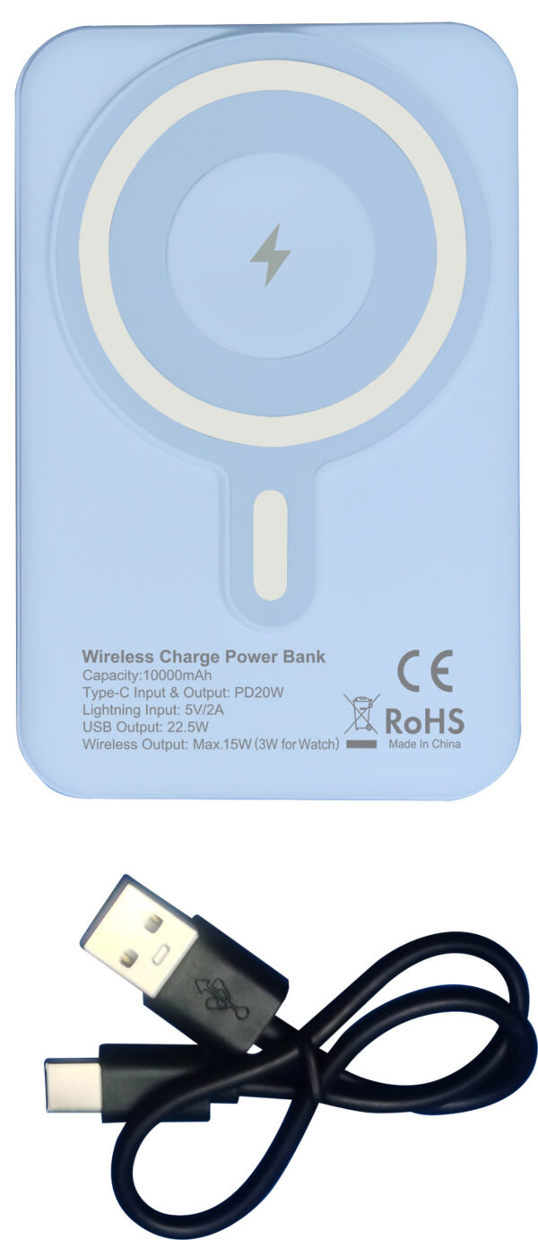 Power Bank Wireless Magnetico 3 in 1 con LED 10.000 mAh 22,5W Azzurro - immagine 10