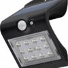 Lampada LED Solare a Muro 1,5W IP65 Sensore di Movimento Nero
