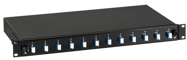Cassetto Ottico 19'' con 12 bussole LC Duplex Monomodale OS2 Nero