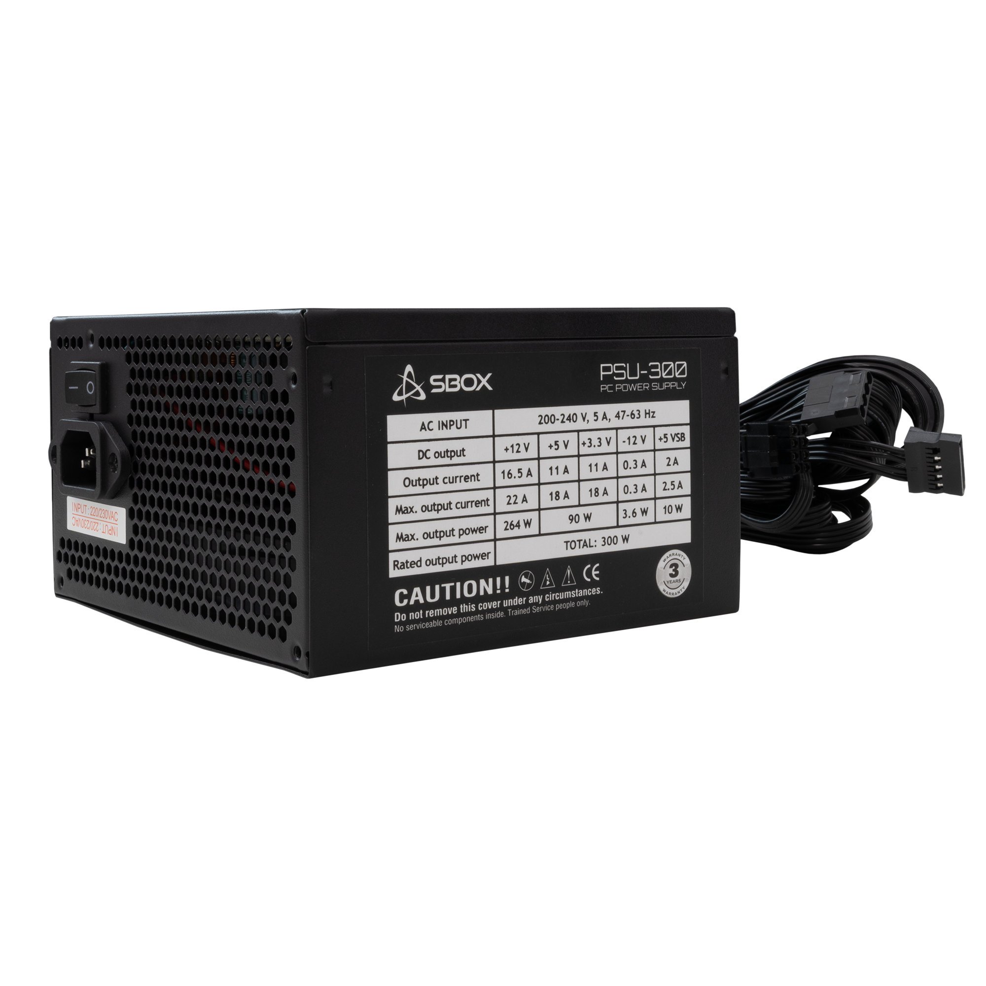 Alimentatore per PC 300W ATX Ventola 12cm, PSU-300/R