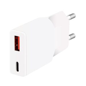 Caricatore Alimentatore GaN USB-C™ (PD) + USB-A (QC) da Muro 30W Bianco