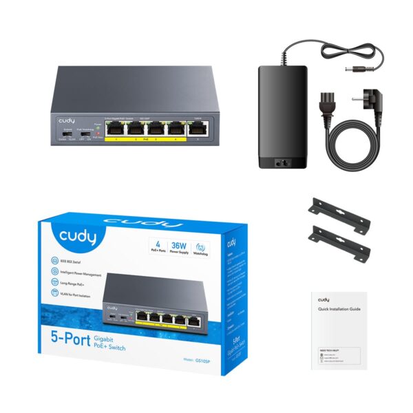 Switch Gigabit PoE+ a 5 porte, GS105P - immagine 2