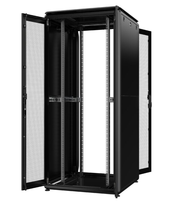Armadio Server Rack 19'' 800x1000 38U Nero Porta Grigliata Doppio Battente serie Evolution Ventilato - immagine 2