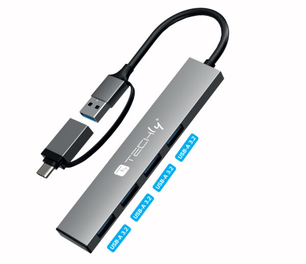 Hub USB-A USB-C™ 3.2 a 4 porte USB-A Slim in Metallo - immagine 4