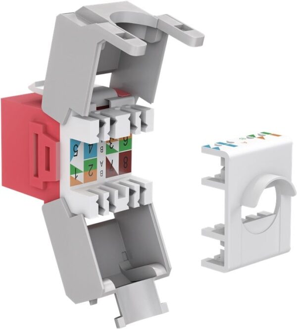 Frutto Keystone RJ45 Cat6A UTP 500MHz Rosso - immagine 3