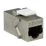 Accoppiatore Cat.6A Keystone 2xRJ45 STP Larghezza solo 14,6 mm Silver