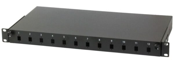 Cassetto Rack 19'' Fibra Ottica 12 porte LC Duplex/SC Simplex Nero