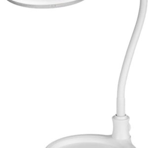 Lampada LED con Lente d'ingrandimento Base di Appoggio e Clip da Tavolo 6W Bianco