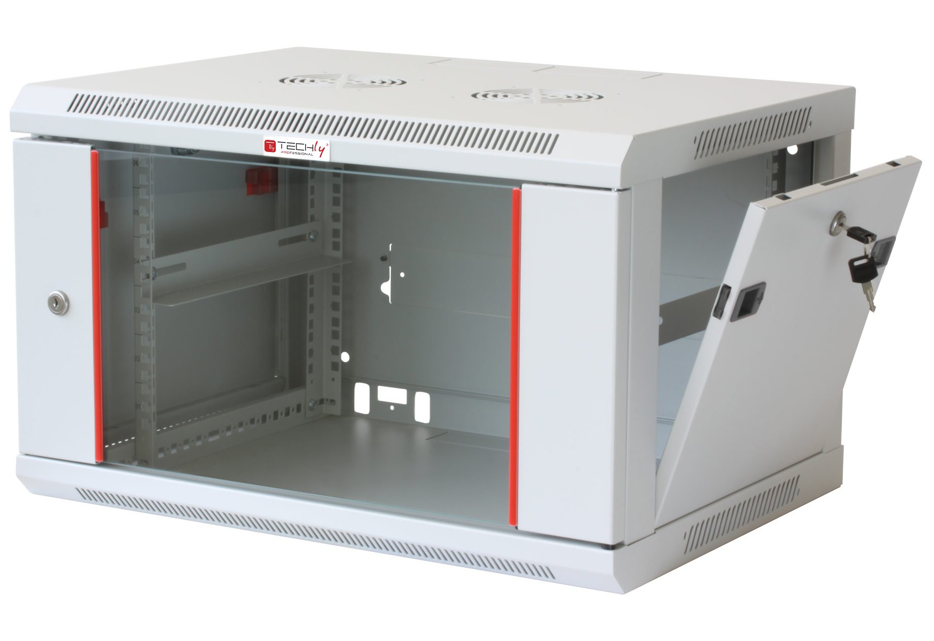 Armadio Rack 19'' a muro 9 unità sezione unica prof. 450mm Grigio