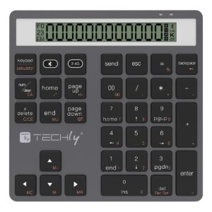 Tastierino Numerico BT V5.0 Wireless 2in1 con Calcolatrice Grigio Scuro