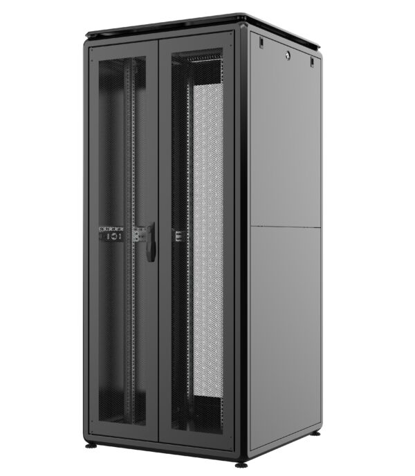 Armadio Server Rack 19'' 800x1000 38U Nero Porta Grigliata Doppio Battente serie Evolution Ventilato